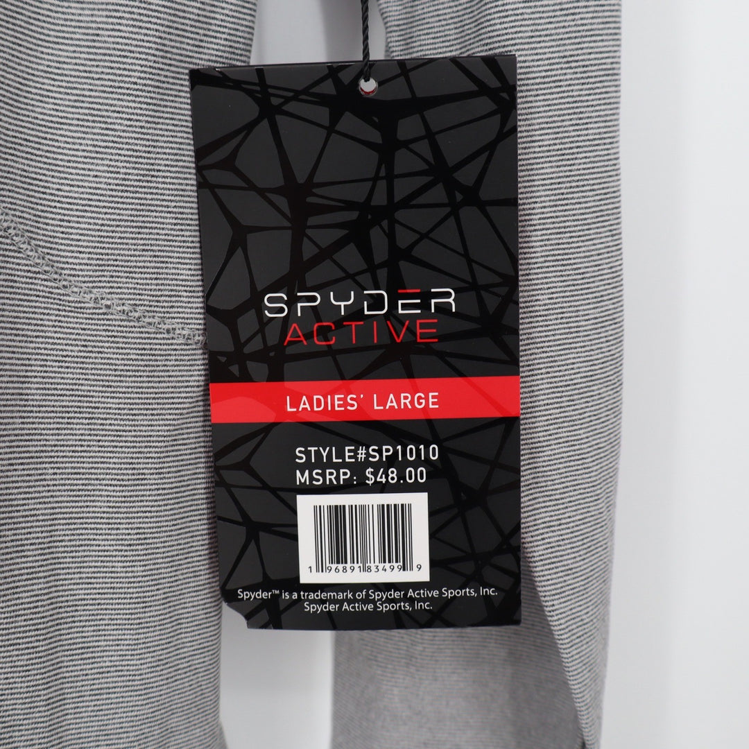 Spyder Active Womens Grey Micro Stripe Long Sleeve Performance Top Large