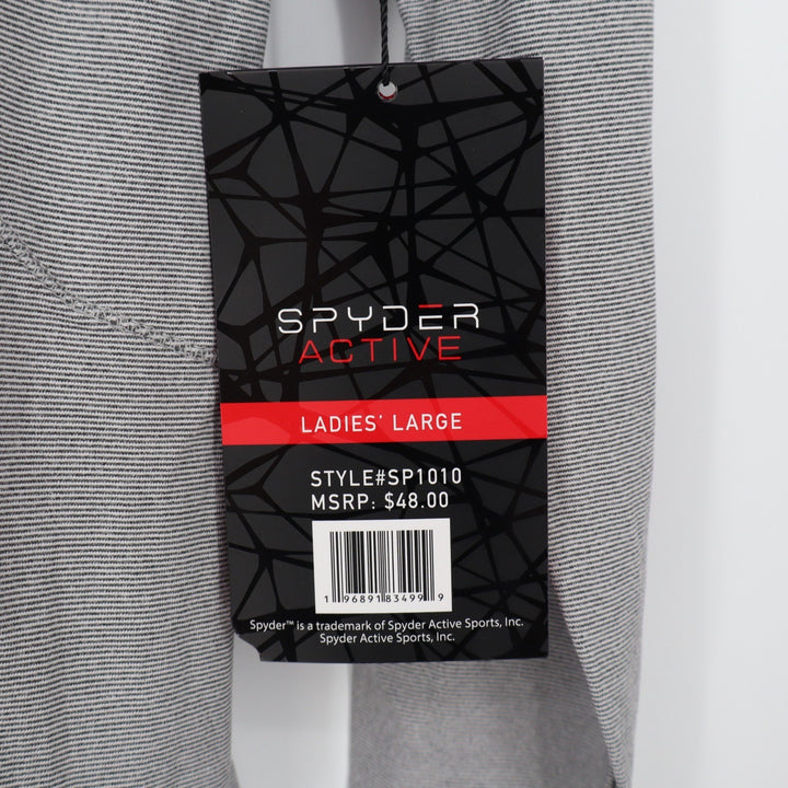 Spyder Active Womens Grey Micro Stripe Long Sleeve Performance Top Large