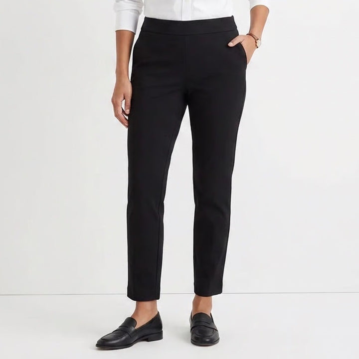 Talbots Chatham Ankle Pant Black Slim Leg Side Zip Trousers Size 16