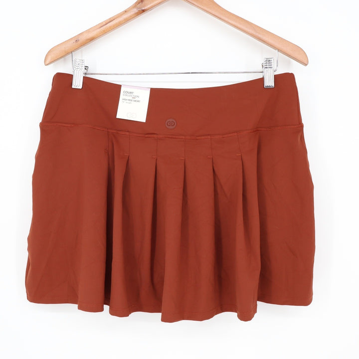 CALIA Womens Court Collection Back Pleated Skort Red Brown High Rise Large