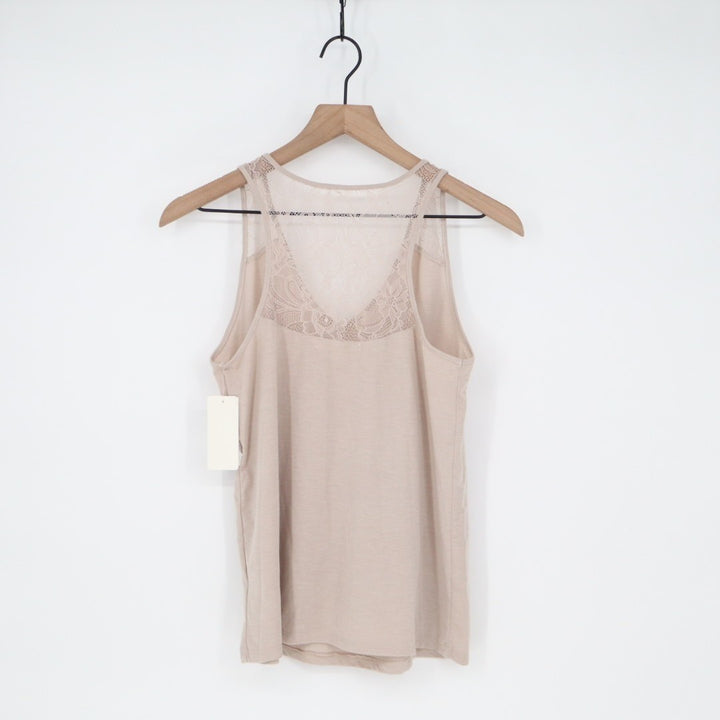 Flora By Flora Nikrooz Camisole Top Womens Small Beige Stretch Lace Strap V-Neck