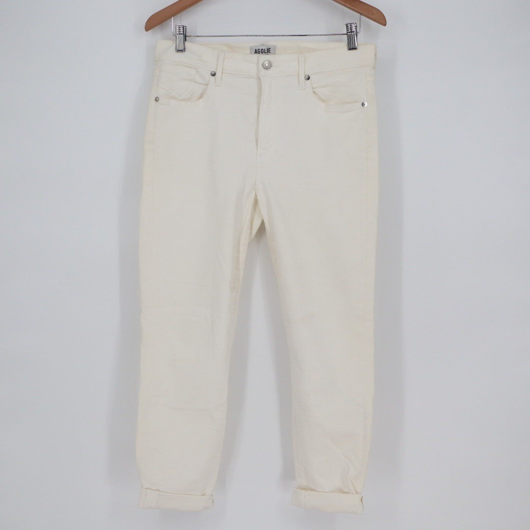 AGOLDE Cream High Rise Straight Leg Crop Jeans Womens Size 32
