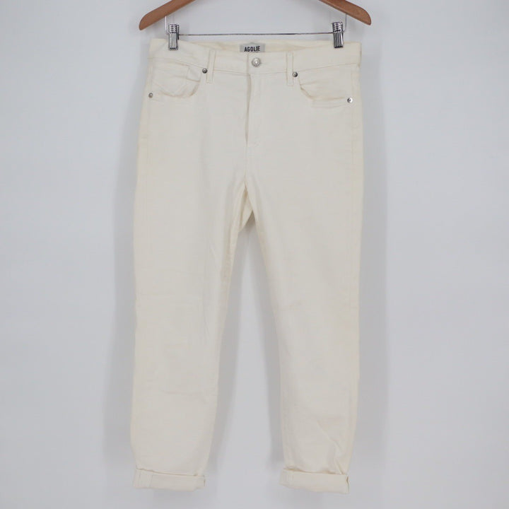 AGOLDE Cream High Rise Straight Leg Crop Jeans Womens Size 32