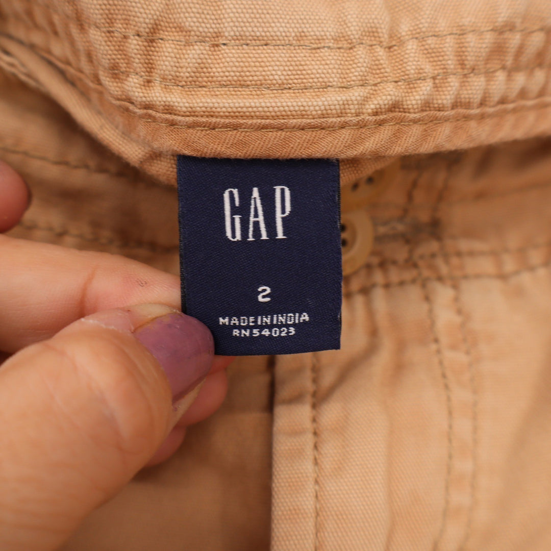 GAP Womens Tan Khaki Cotton Cargo Mini Skirt Raw Hem Utility Size 2