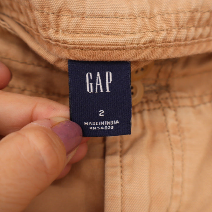 GAP Womens Tan Khaki Cotton Cargo Mini Skirt Raw Hem Utility Size 2