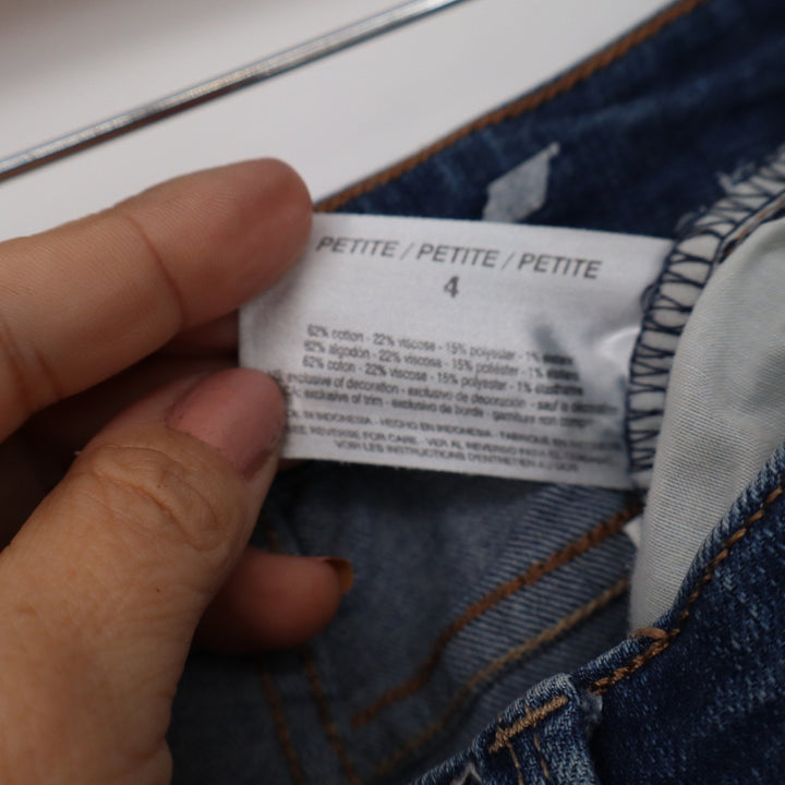 Petite Dark Wash Skinny Jeans Size 4P Stretch Denim Whiskered Indigo Slim Leg