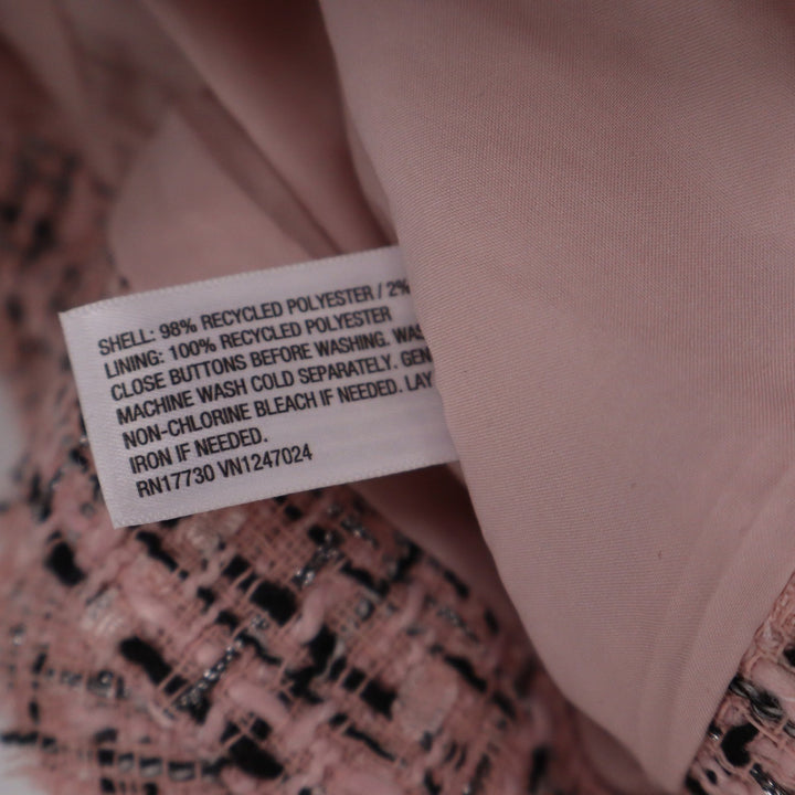 Wild Fable Pink Tweed Cropped Jacket Pearl Button Plaid Large