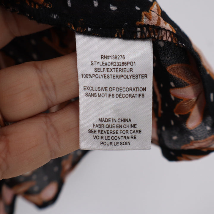 DR2 Blouse Womens Medium Black Floral Crochet Lace Trim Excellent