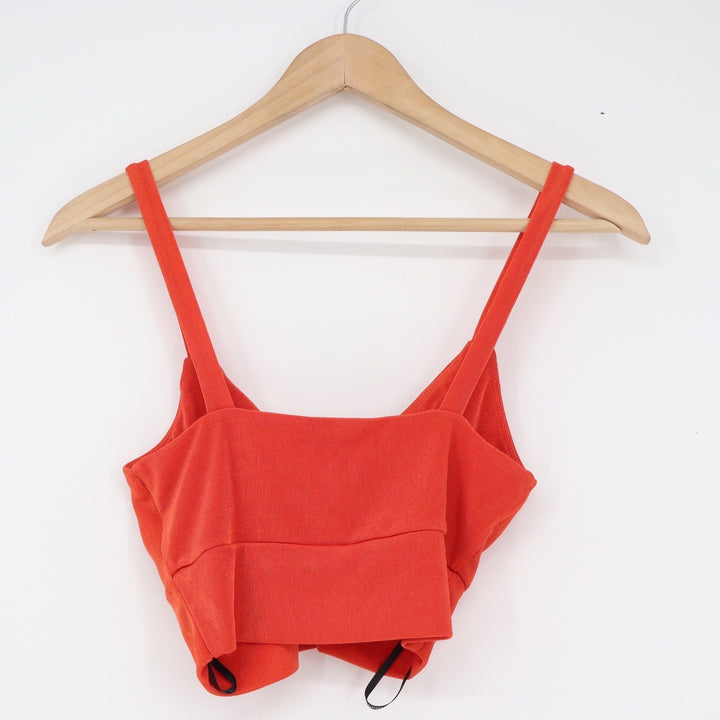 Forever 21 Red Twist Front Ribbed Crop Top Camisole Small