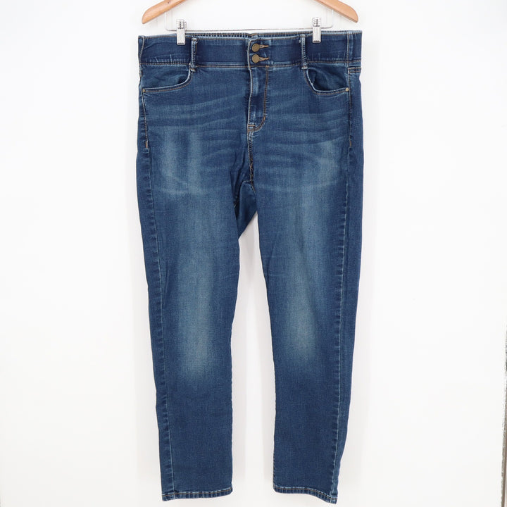 Apt 9 Womens Straight Leg Jeans Blue Medium Wash Stretch Comfort Waist 16S