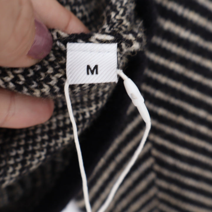 Made With Herringbone Mock Neck Sweater Cream Black Size M NWT Sustainable