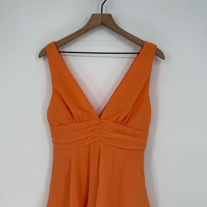 Lulus Celebration Time Light Orange Sleeveless Tiered Midi Dress Size M