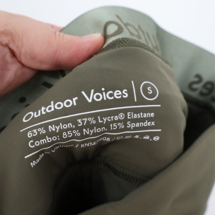 Outdoor Voices All Day Leggings Olive Green Pockets High Rise Workout Size S
