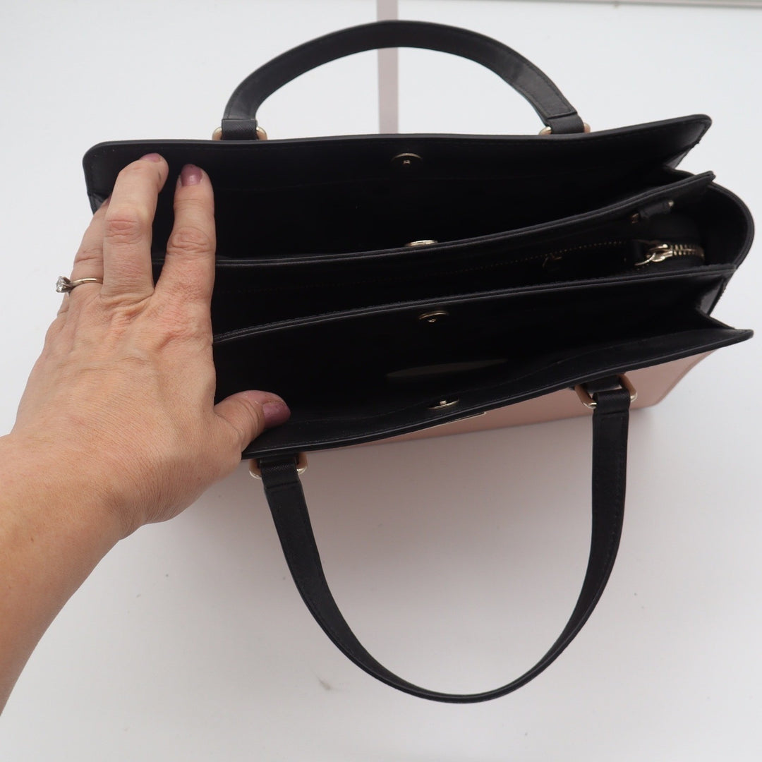 Kate Spade New York Pink Black Saffiano Leather Satchel Handbag