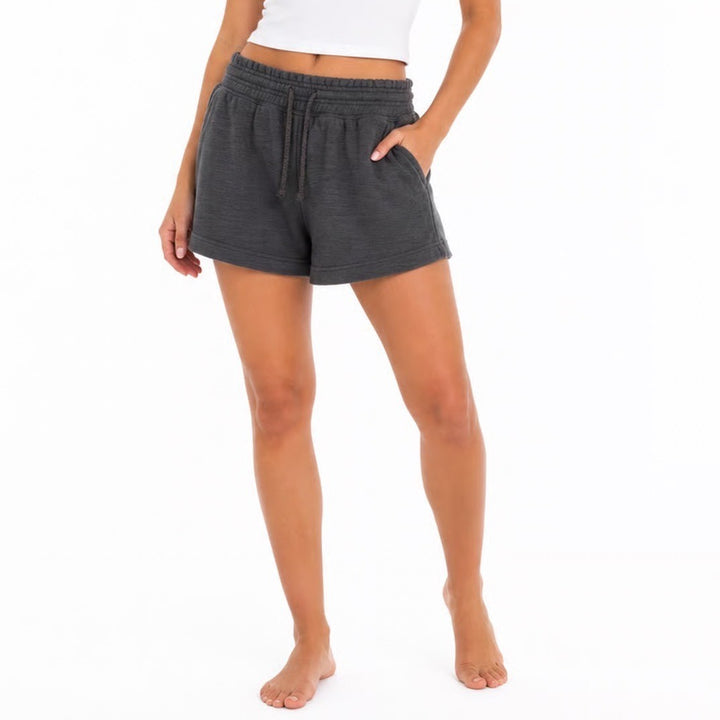 Aerie Womens Charcoal Gray Waffle Knit Lounge Shorts Size S High Rise Drawstring