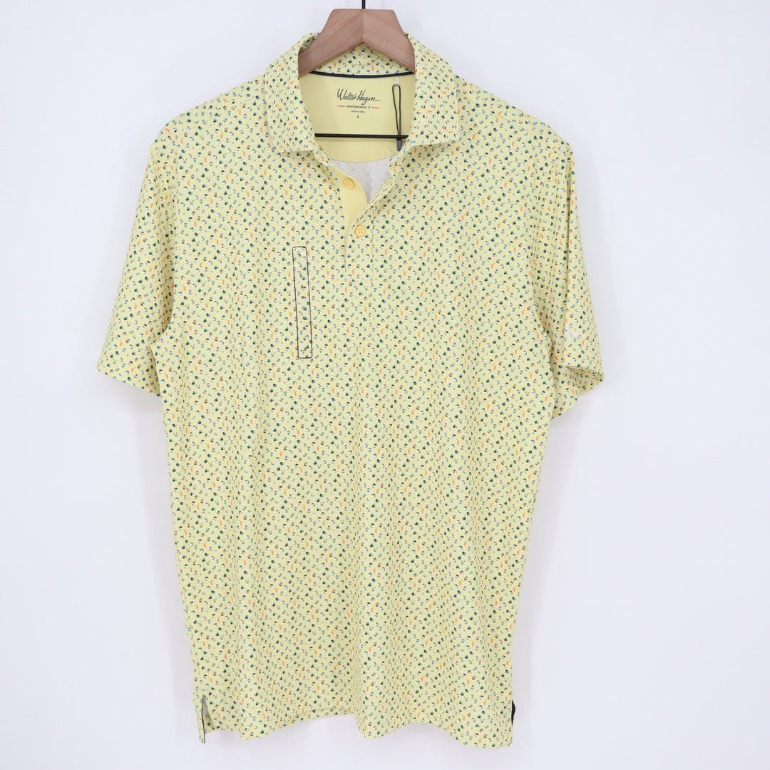 Walter Hagen Mens Performance 11 Golf Polo Shirt Yellow Beach Ball Cocktail S
