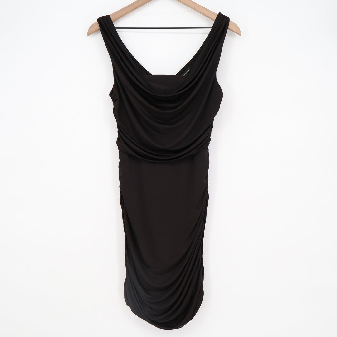 Twentyone Black Cowl Neck Ruched Bodycon Dress Sleeveless Medium