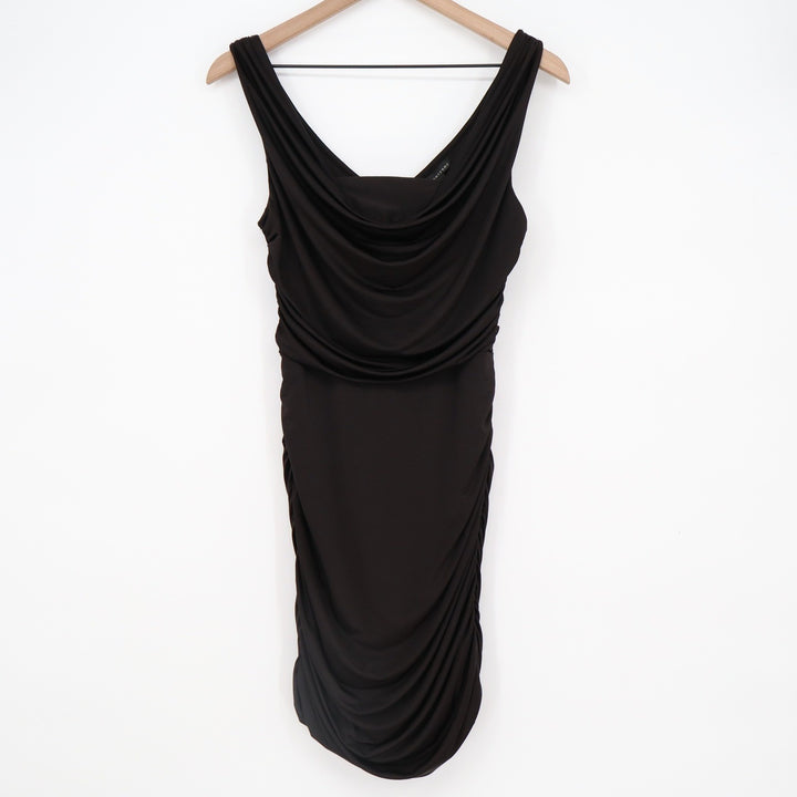 Twentyone Black Cowl Neck Ruched Bodycon Dress Sleeveless Medium