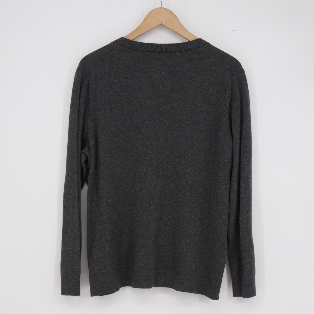 Tommy Hilfiger Mens XL V-Neck Sweater Charcoal Grey Cotton Blend