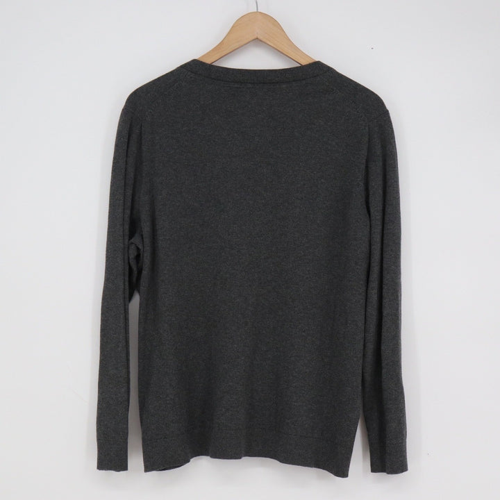 Tommy Hilfiger Mens XL V-Neck Sweater Charcoal Grey Cotton Blend