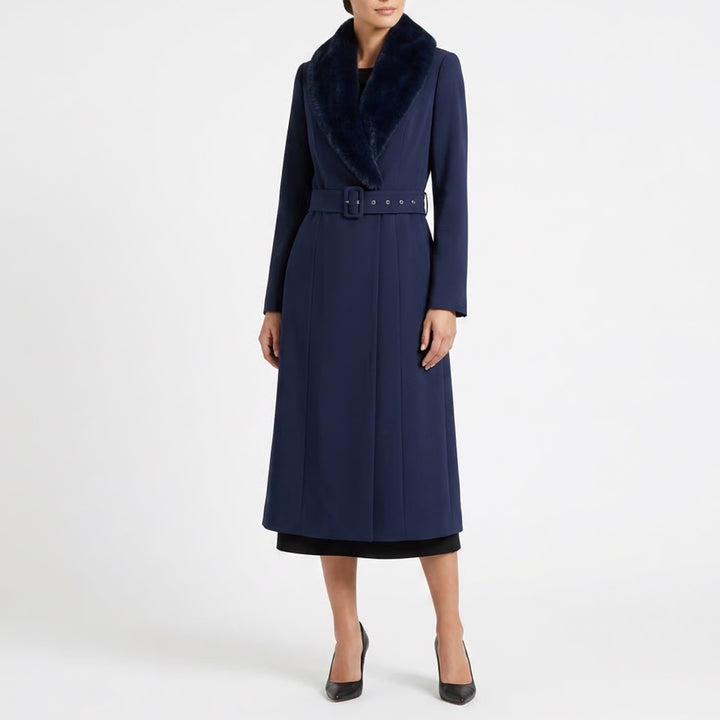 Naked Wardrobe The Statement Trench Coat Womens L Navy Belted Waist Long Sleeve