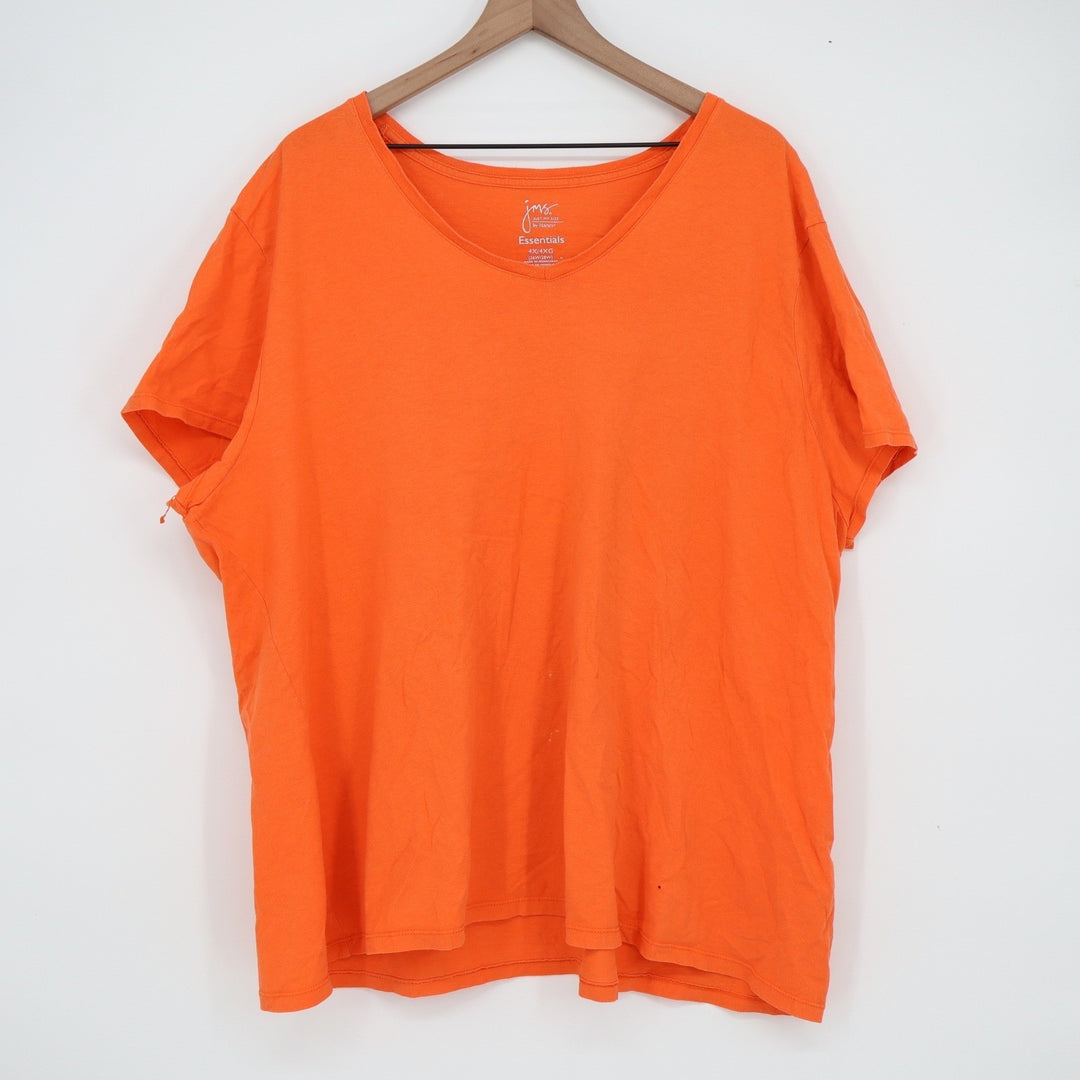 JMS Just My Size by Hanes Essentials Orange V-Neck T-Shirt Womens 4X