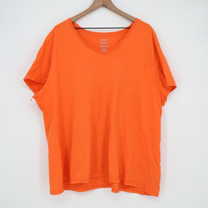 JMS Just My Size by Hanes Essentials Orange V-Neck T-Shirt Womens 4X