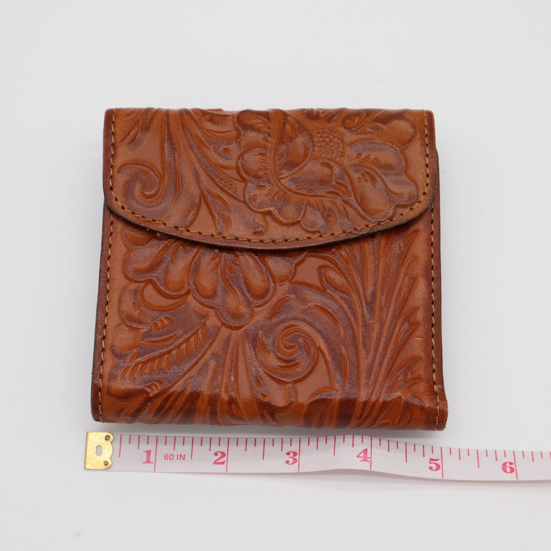 Patricia Nash Reiti Women Bi-Fold Wallet Brown Cognac Burnished Tooled Leather
