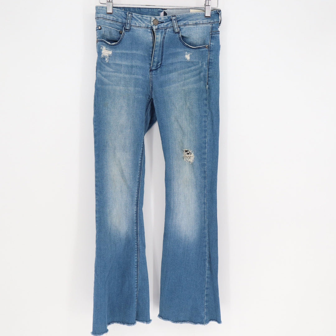 Banjara Distressed Flare Jeans Light Wash Raw Hem Size 25 Boho Denim Pants