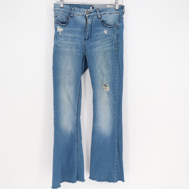 Banjara Distressed Flare Jeans Light Wash Raw Hem Size 25 Boho Denim Pants