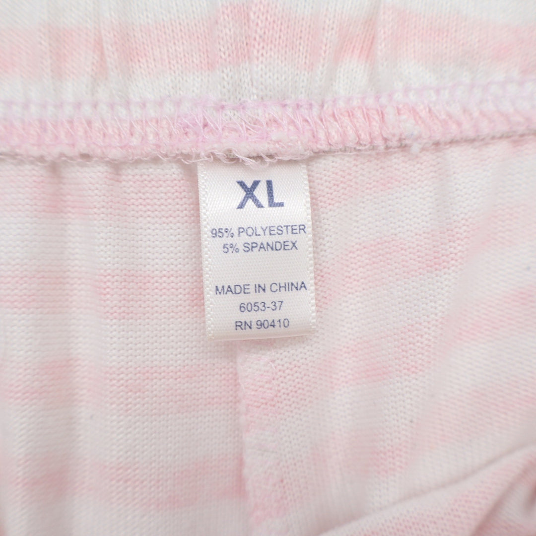 Dearfoams Womens XL Pajama Set Pink White Striped Smile Graphic Tee and Shorts