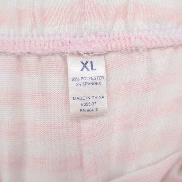 Dearfoams Womens XL Pajama Set Pink White Striped Smile Graphic Tee and Shorts