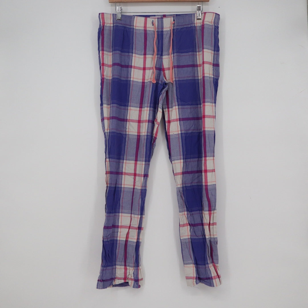 Old Navy Womens Purple Pink Plaid Cotton Pajama Pants Size M Drawstring Relaxed