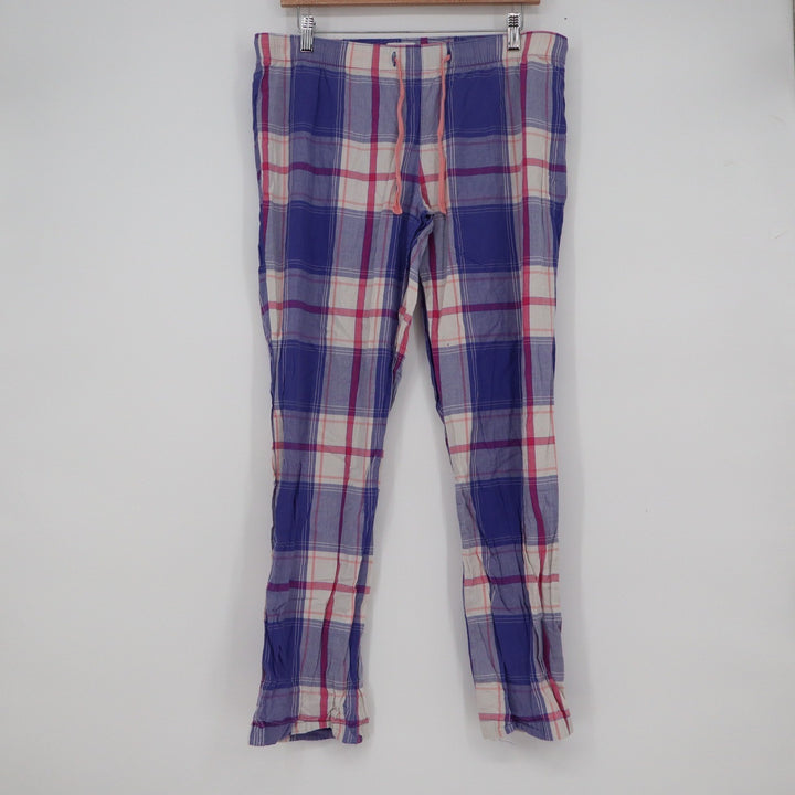 Old Navy Womens Purple Pink Plaid Cotton Pajama Pants Size M Drawstring Relaxed