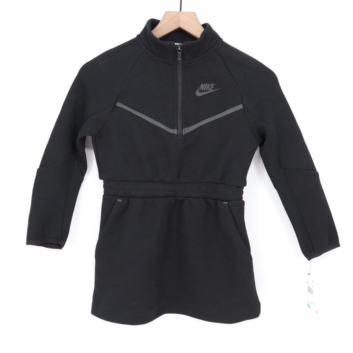 Nike Girls Tech Fleece Quarter Zip Dress Black 6X Long Sleeve Sporty