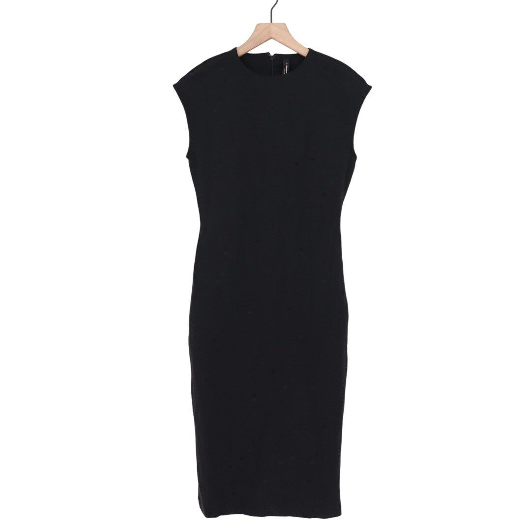 American Giant Black Cap Sleeve Sheath Midi Dress Size 2 Made in USA