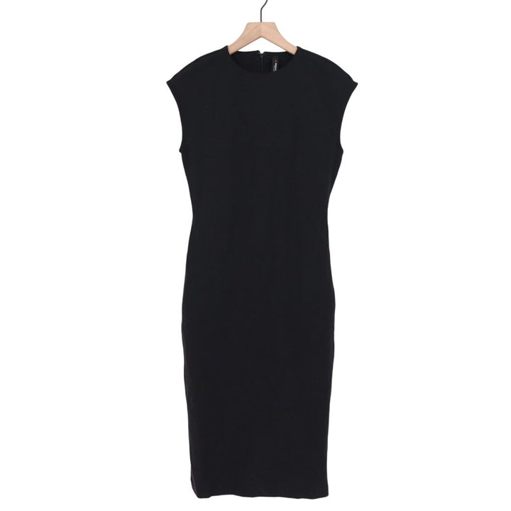 American Giant Black Cap Sleeve Sheath Midi Dress Size 2 Made in USA