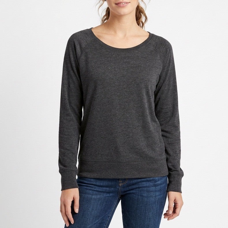 Blue 84 T-Shirt Womens Large Charcoal Gray Raglan Long Sleeve Crew Neck Pullover
