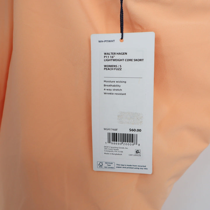 Walter Hagen Womens P11 16" Lightweight Core Skort Peach Fuzz Orange Small NEW