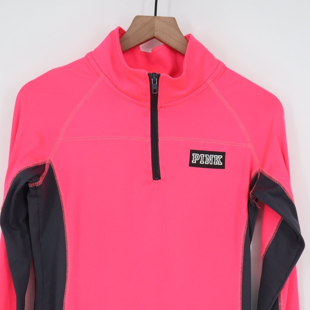Pink Victoria's Secret Ultimate Jacket Womens S Pink Black Stretch Quarter Zip
