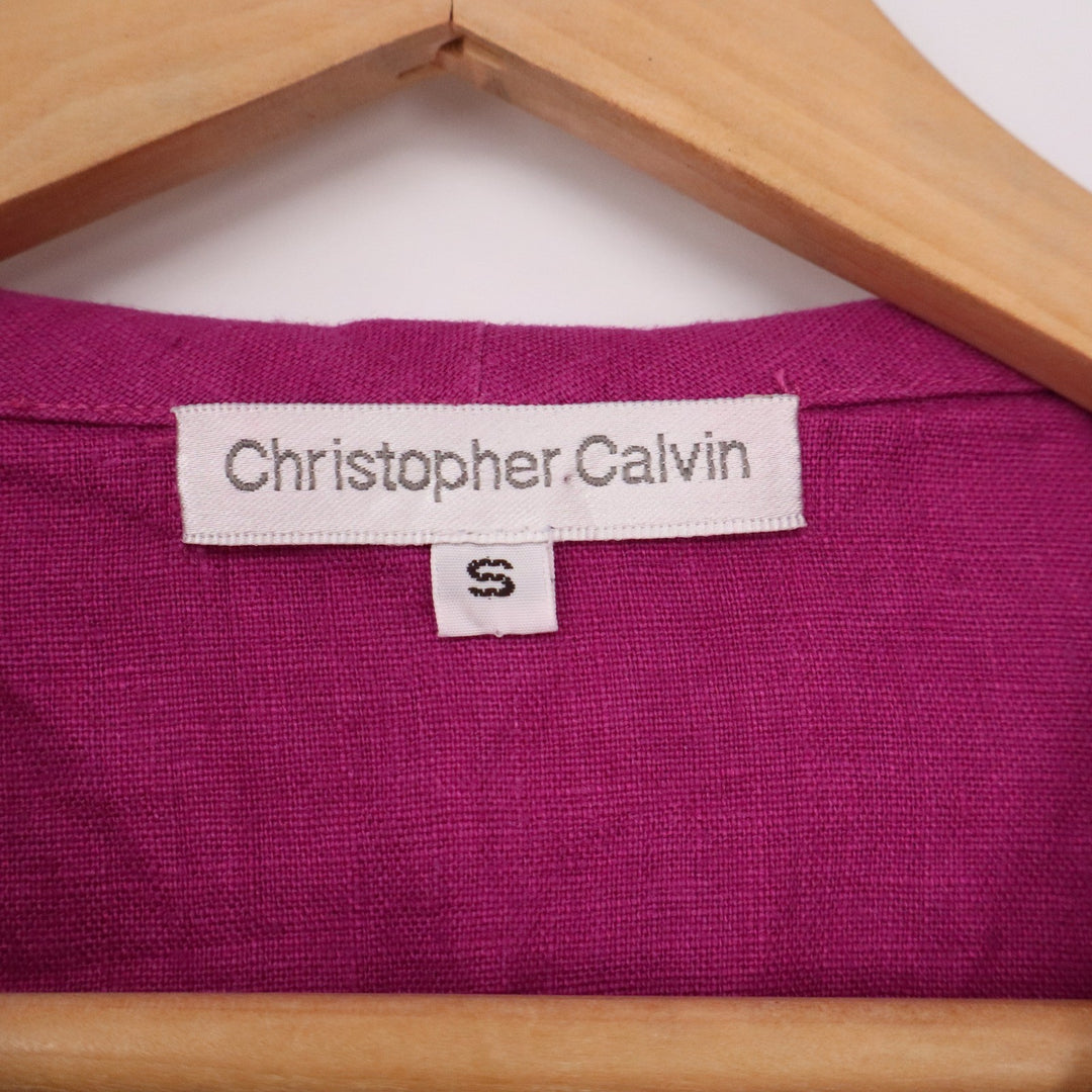 Christopher Calvin Magenta Pink 100% Linen Button Front Shirt Jacket Womens S