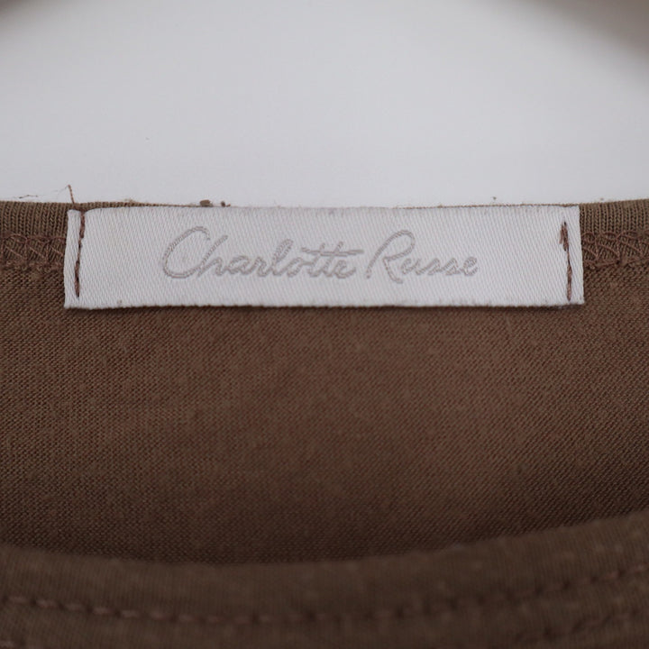 Charlotte Russe Brown Rhinestone Cross Long Sleeve Top Y2K Small