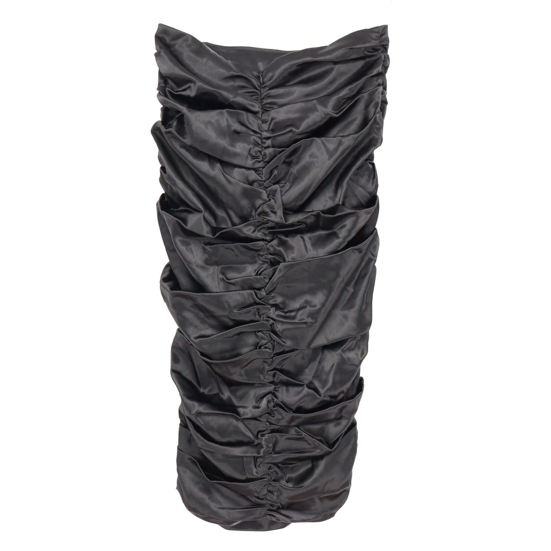 Naked Wardrobe Black Satin Ruched Strapless Tube Top Small