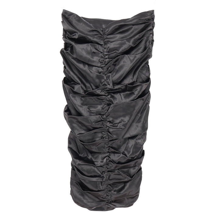 Naked Wardrobe Black Satin Ruched Strapless Tube Top Small
