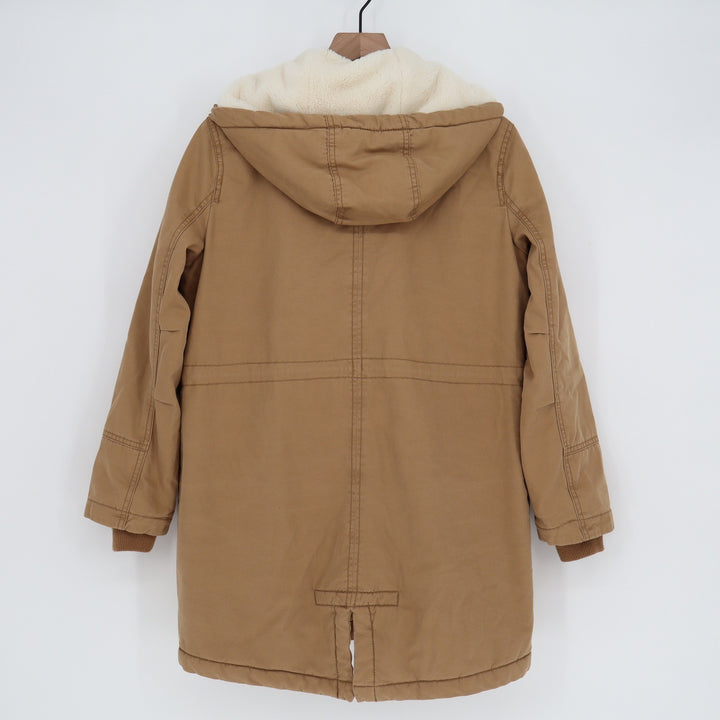 Old Navy Mens Small Camel Brown Sherpa Lined Hooded Parka Utility Jacket Coat