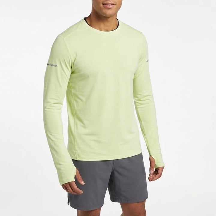 DSG Mens Run LS Tee Pale Neon Green Reflective UV Protection Shirt S