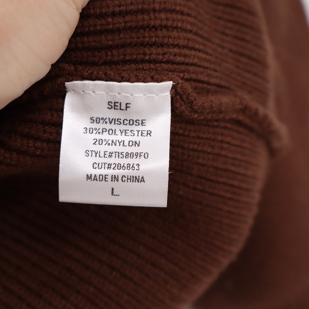 Stile by Per Lei Brown Ribbed Cardigan Statement Button Sweater L