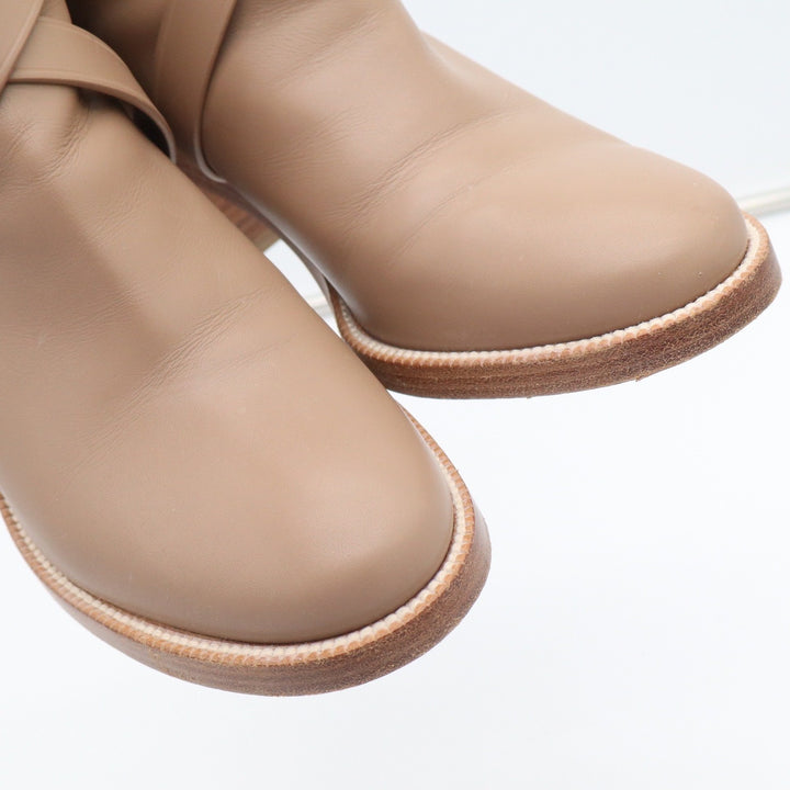 Burberry Pryle Leather House Check Ankle Boots Wheat Tan Block Heel EU 39