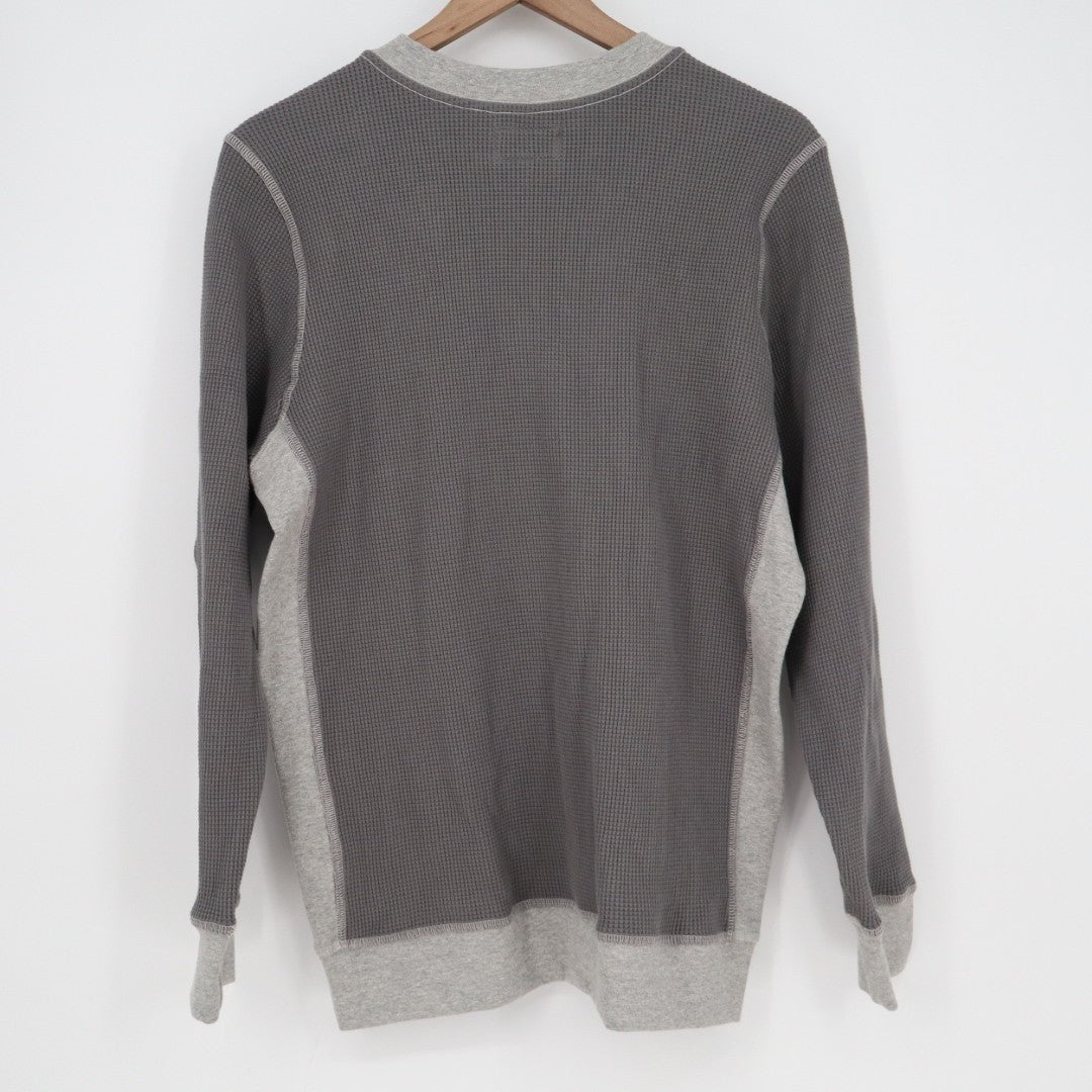 American Giant Colorblock Summit T-Shirt Men Medium Gray Waffle Knit Long Sleeve