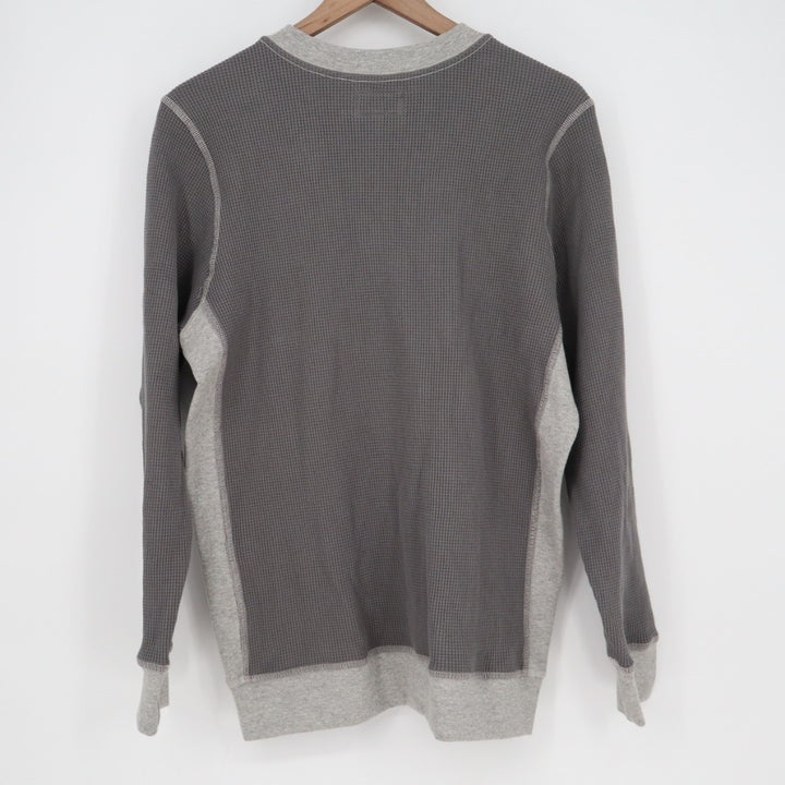 American Giant Colorblock Summit T-Shirt Men Medium Gray Waffle Knit Long Sleeve